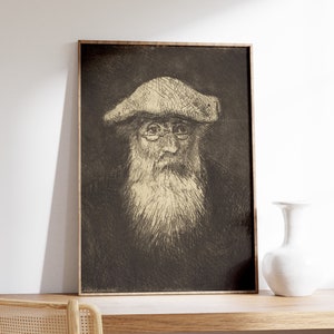 Camille Pissarro - Self-Portrait (1890) | Vintage Print, Portrait Art Work, Man Sketch Fine Art, Antique Drawing Painting, Decor Poster Gift
