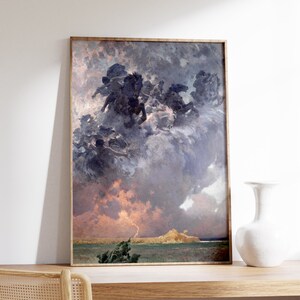 a painting on a wall next to a chair