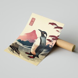 Premium Print | Penguin Poster | Japanese Painting | Mid Century | Ukiyo-e Painting | Fine Art Print | Museum Quality Print image 9
