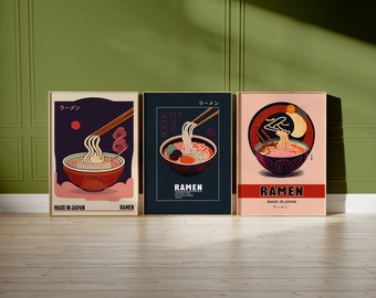 Japanese Food Set of 3 Art Prints | Japanese Food Print | Ramen Print | Food & Drink Art | Kitchen Decor | Asian Food Art | Food Art Poster