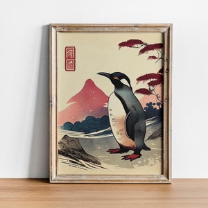 Premium Print | Penguin Poster | Japanese Painting | Mid Century | Ukiyo-e Painting | Fine Art Print | Museum Quality Print image 5