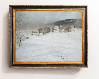 Frits Thaulow - Winter (1886) | Vintage Poster | Winter Landscape | Rural Landscape | Cottage Painting | Snow Painting | Vintage Print Gift