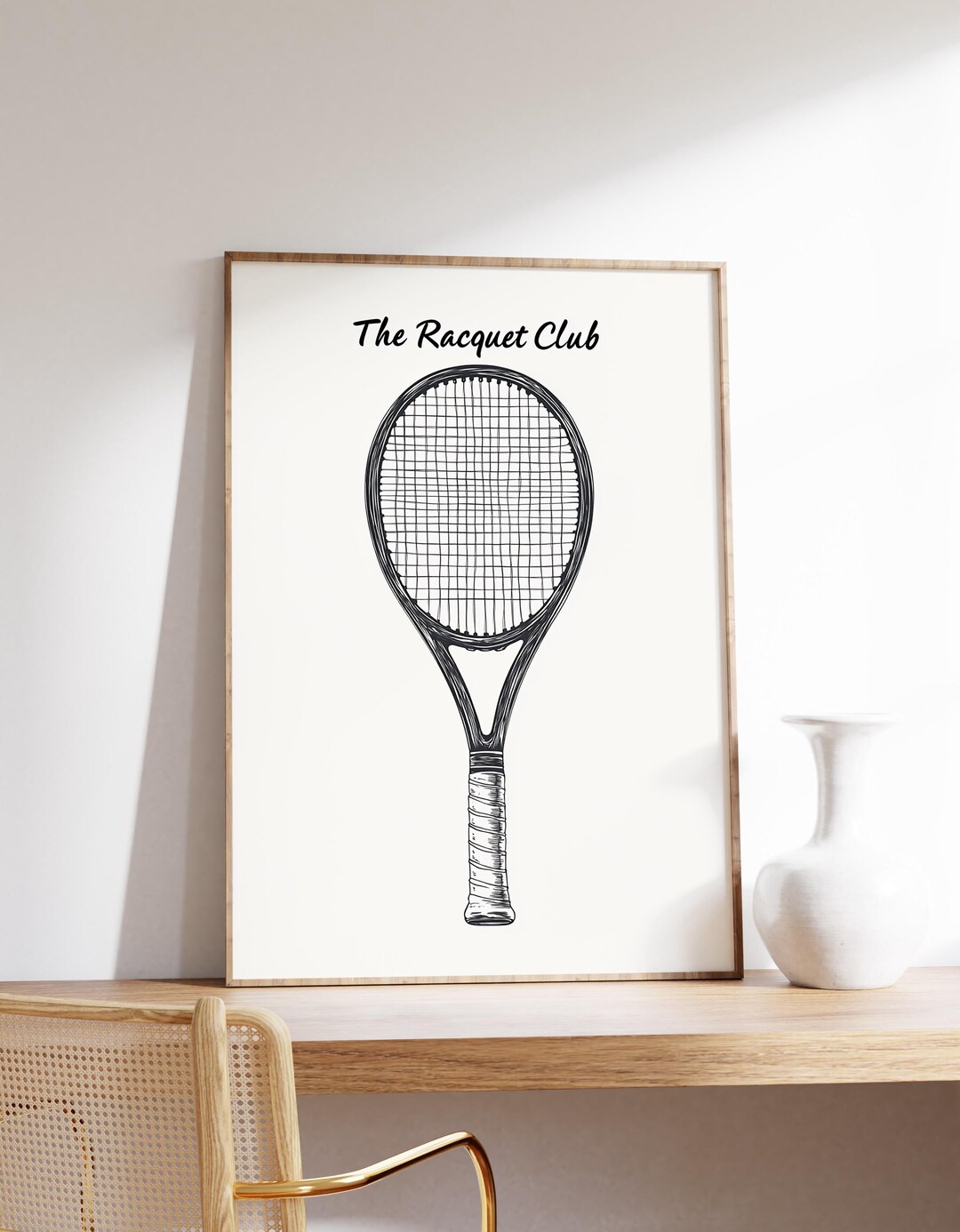 Vintage Tennis Racket Illustration | the Racquet Club Poster ...