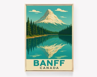 Banff Travel Poster, Canada Wall Art, Banff Print, Vintage Travel Decor, Canadian Rockies Gift