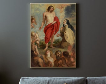 Peter Paul Rubens - Saint Teresa of Ávila Interceding for Souls in Purgatory | Vintage Decor Antique Painting Poster Print Home Wall Art