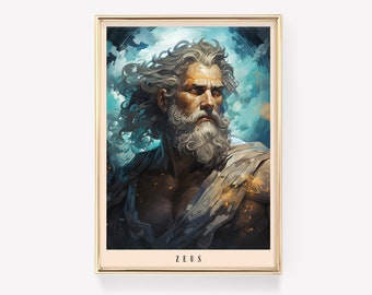 Zeus Poster | Mythology Poster | Ancient Greece Art | Mythical Poster | Goddess Art | Mythology God | Zeus Print
