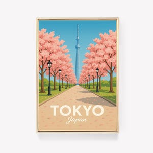 Póster de viaje a Tokio, arte mural japonés, impresión de Tokio, decoración de pared japonesa, regalo de Japón