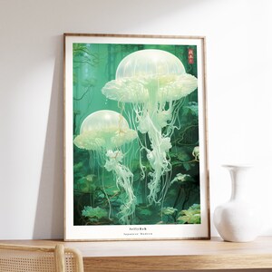 Japanese Art Print | Jellyfish Print | Animal Wall Art | Traditional Japanese Artwork | Jellyfish Lover Gift