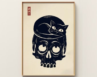 Japanese Cat Art Print | Japanese Decor | Ukiyo-e Print | Cat Art | Animal Wall Art | Animal Art Print | Oriental Print | Cat Lovers Gift