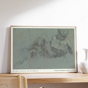 Michelangelo Kunstdruck | Studie nach Michelangelos Giorno (um 1550–55) | Ausstellungsplakat | Moderne Wandkunst