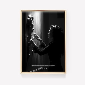 Vrouw bier drinkende print | Moderne muurkunst | Kunst barwagen | Feministische zwart-witte muurkunst | Vintage print | Fotografieafdrukken