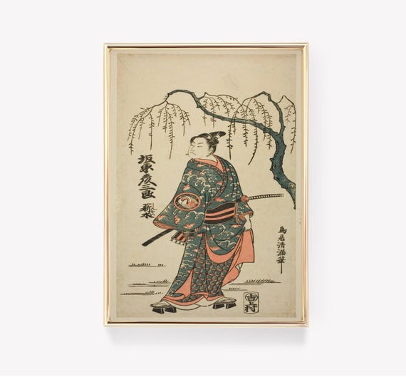 版画 Japanese Woodblock Print Kabuki Actor Katsushika Hokusai | Kabuki Actor | Vintage Art | Japanese Print
