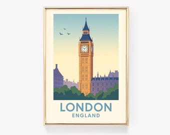 Westminster Londen reisposter, Londen print, London Wall Art, Westminster canvas, Londen decor, VK cadeau