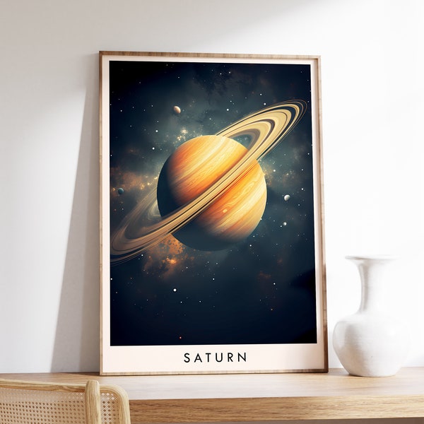 Vintage Saturn Galaxy Poster | Outer Space Art | Astronomy Wall Art | Space Print | Stars Wall Art | Galaxy Print