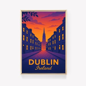 Dublin Travel Poster, Ireland Wall Art, Dublin Print, Canvas Vintage Decor, Dublin Ireland Gift, Retro Travel Wall Art