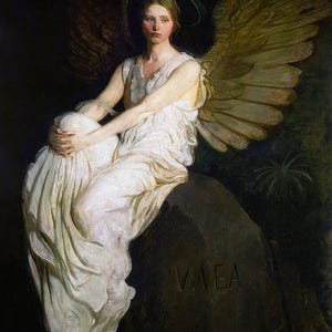 Julio Vila y Prades Engel | Poster Angel de Vaea | Vintage Gemälde | Kunstdruck | Klassische Kunstwerke | Engel Druck