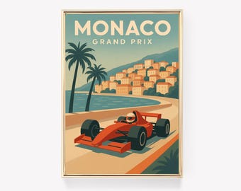 Monte Carlo Monaco Travel Poster, Vintage Wall Art, Monte Carlo Print, Canvas Decor, Monaco Gift, Monaco Wall Art