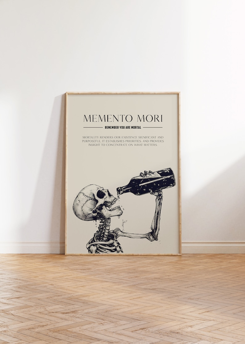 Memento Mori Print | Mortality Artwork | Skull Art Print | Memento Mori | Skull Wall Decor | Dark Art Print | Stoic Art | Dark Academia image 4