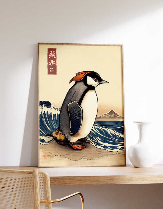 Pengiiino アートポスター Japanese Penguin Poster | Animal Poster | Penguin Art Print