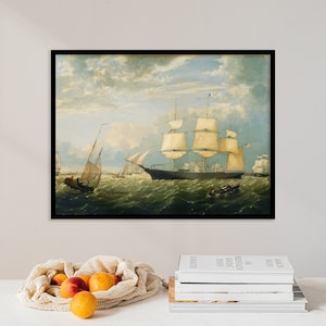 Fitz Henry Lane - The Golden State Entering New York Harbor (1854) | Landscape Poster Wall Art Print Vintage Oil Painting Home Gift Decor