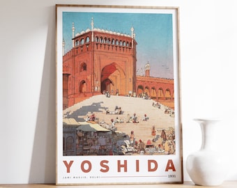Hiroshi Yoshida | Jami Masjid, Delhi | Japanese Woodblock Print | Antique Japanese Poster | Ukiyo-e Print | Oriental Print | Japanese Decor