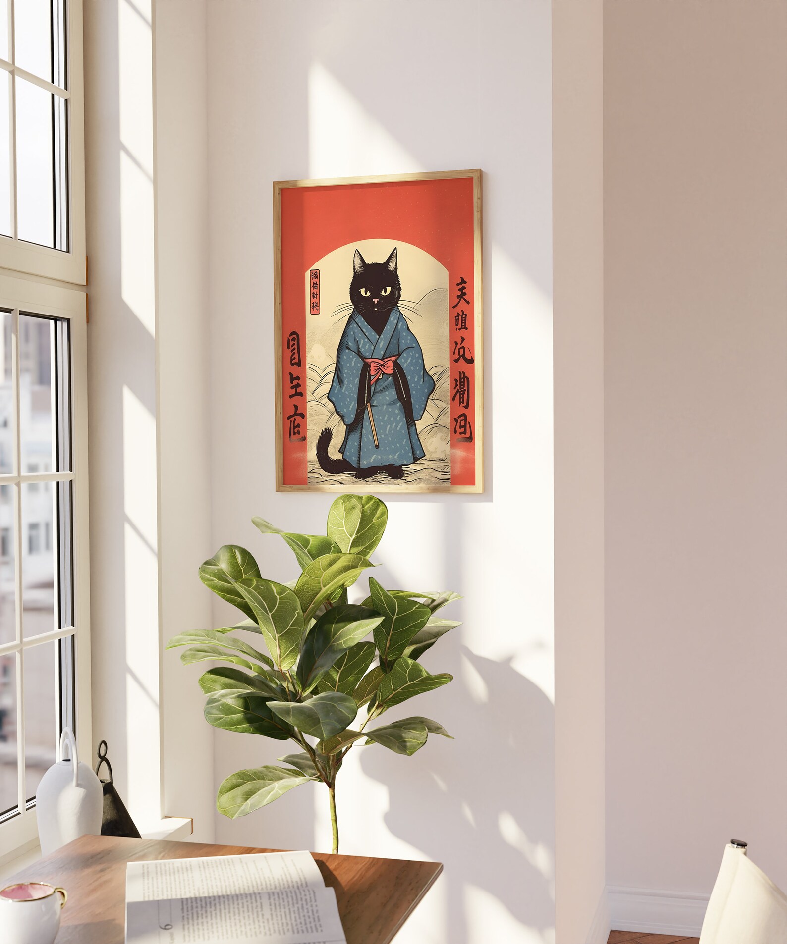 Japanese Cat Print | Funny Cat Print | Cat Wall Art | Ukiyo-e Poster ...