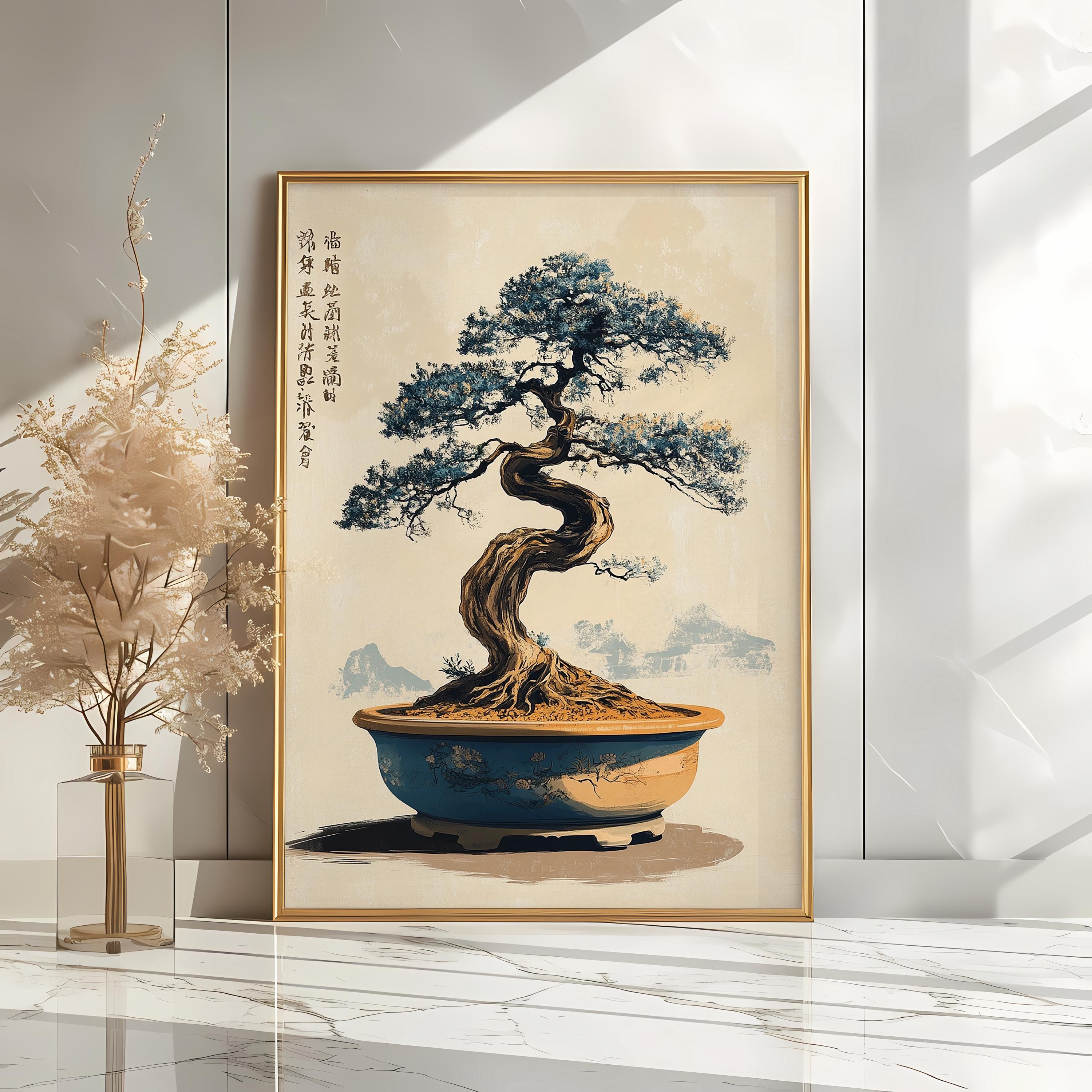 絵画 bonsai Vintage Bonsai Print | Antique Tree Art | Japanese Style