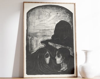 Edvard Munch - Attraction (1896) - Reproduction of a Classic Edward Munch Painting - Photo Poster Print Art Couples Gift Love Goth Halloween