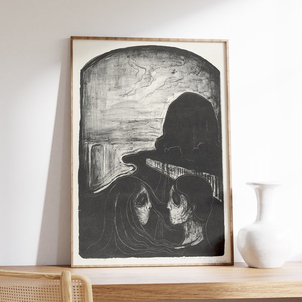 Edvard Munch - Attraction (1896) - Reproduction of a Classic Edward Munch Painting - Photo Poster Print Art Couples Gift Love Goth Halloween