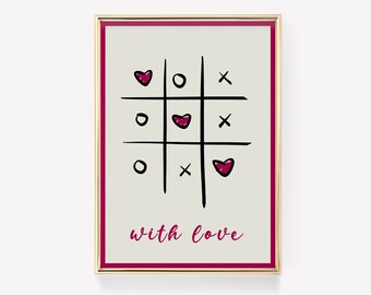 With Love Print | Romantic Wall Art | Love Poster Wall Art | Valentine's Day Poster | Romantic Artwork | Valentines day decor