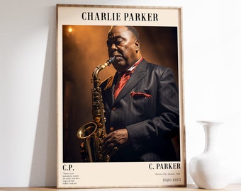 Charlie Parker Poster | Musikalischer Druck | Poster | Jazz Porträt | Musik Dekor | .Jaspis Art Print | Wohndekor