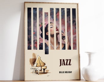Billie Holiday | Musical Decor | Jazz Poster | Jazz Portrait | Jazz Decor | Jazz Art Print | Home Decor