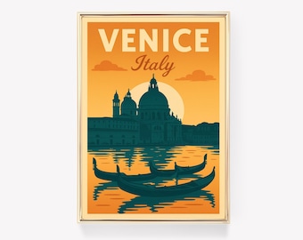 Venice Travel Poster, Italy Wall Art, Vintage Print, Venice Decor, Travel Gift