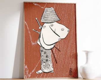 Japanese Samurai Poster | Kamisaka Sekka | Samurai Print | Japanese Poster | Samurai Wall Art | Ukiyo-e Art Print | Samurai Wall Art