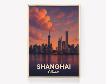 Vintage Shanghai China Travel Poster Print Wall Art Canvas Decor 16x24