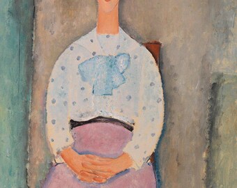 Retrato de una mujer / Arte moderno / Póster de Amedeo Modigliani / Lámina de retrato de mujer / Pintura vintage