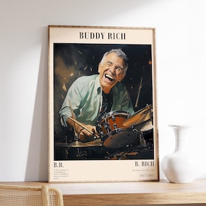Buddy Rich Poster | Musikalischer Druck | Poster | Jazz Porträt | Musik Dekor | .Jaspis Art Print | Wohndekor