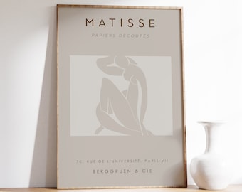 Neutral Wall Art, Beige Matisse Print, Matisse Poster, Neutral Print, Museum Exhibition Poster, Matisse Wall Art