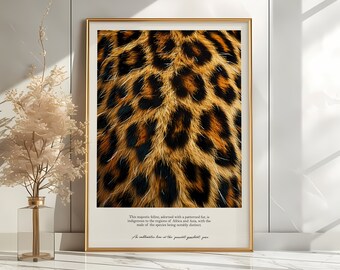 Leopard Wall Art, Leopard Pattern Poster, Aesthetic Trendy Photography Definition Print, Preppy Typography Above Bed Bedroom Wall Decor
