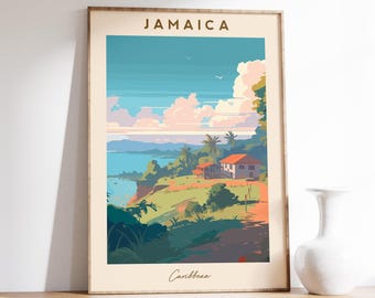 Jamaica Travel Poster | Jamaica Travel Print | Jamaica Wall Decor | Jamaica Art Gift | Jamaica Decor | Caribbean Poster | Vintage Travel Art