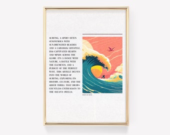 Surf Wall Art | Retro Surf Poster | Vintage Beach Print | Surf Print | Surf Wall Decor | Wave Wall Art | Illustration Art