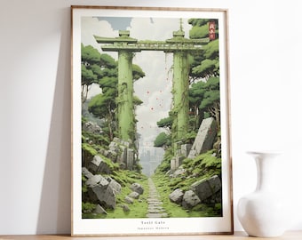 Japanese Art Print | Torii Gate Print | Animal Wall Art | Traditional Japanese Artwork | Torii Gate Lover Gift