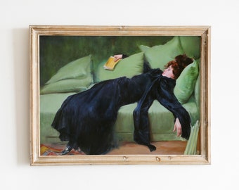 Decadent young woman | After the dance | Vintage Painting | Book Art Print | Wall Art | Female Portrait | Modern Wall Art | Office Decor