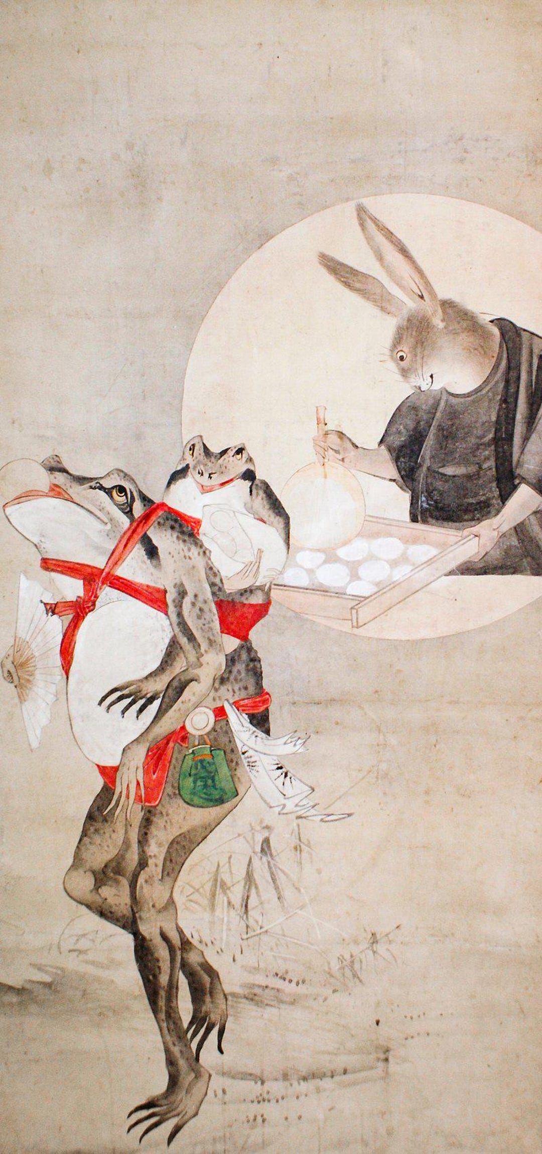 Anthropomorphic Frog | Rabbit Art | Japanese Style Print | Vintage