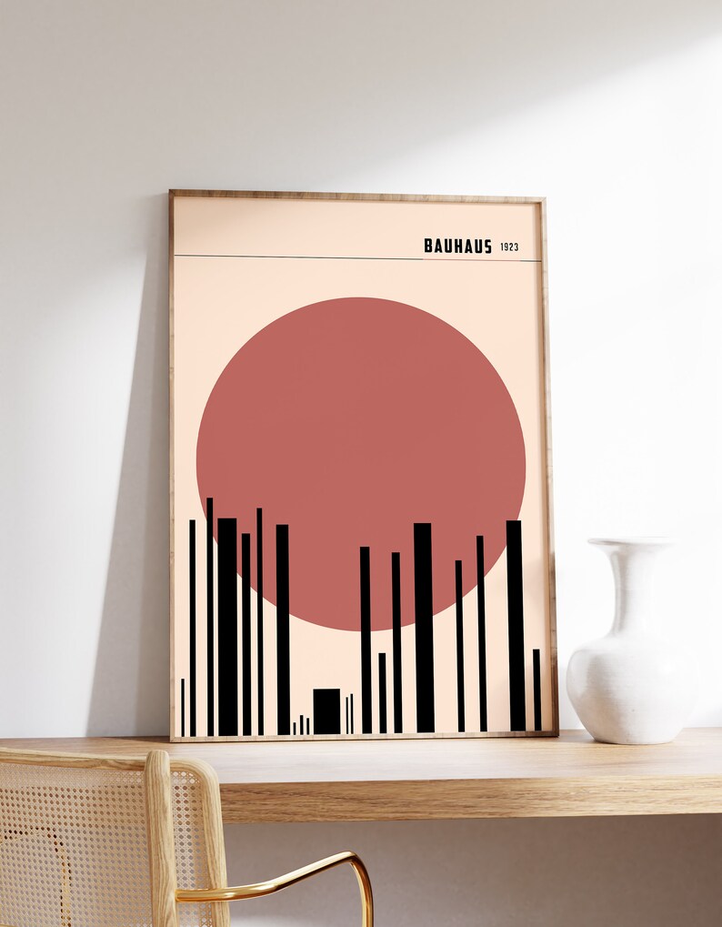 Bauhaus Print Poster | Minimalist Wall Art | Circular Geometric Shape ...