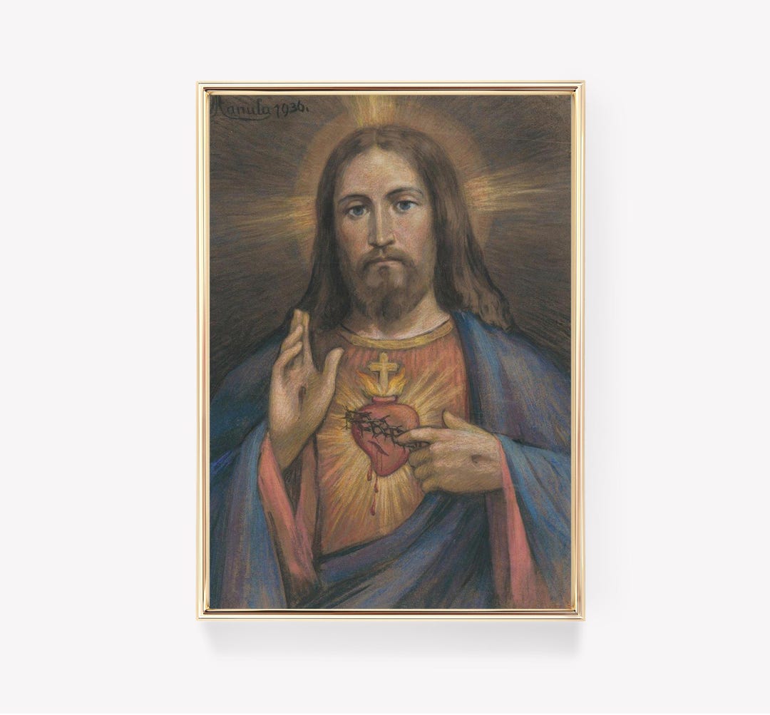 Sacred Heart Of Jesus Pompeo Batoni Art Vintage Painting sacred-heart-of-jesus-pompeo-batoni-art-vintage-painting