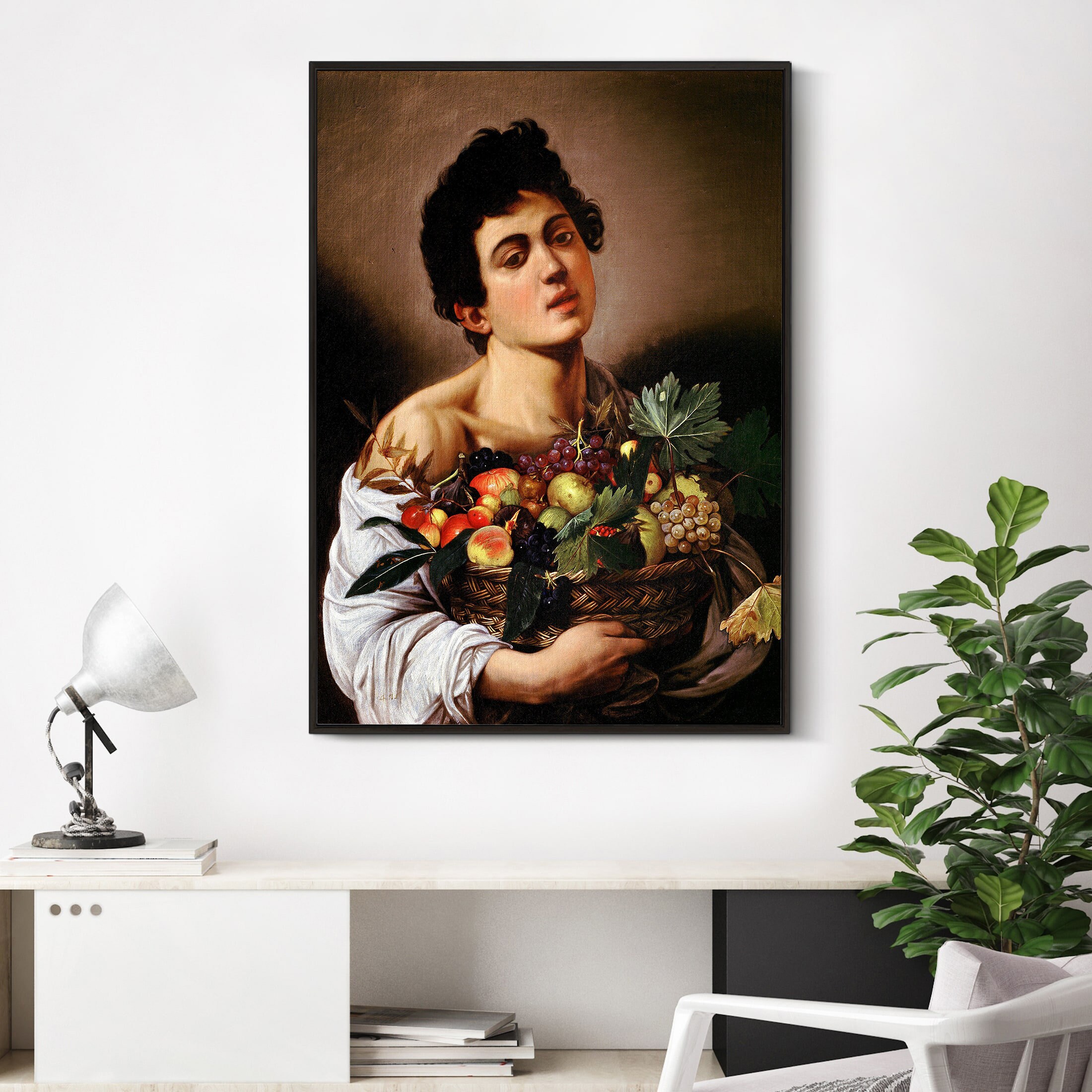 Caravaggio - Boy With a Basket of Fruit (1593) - Print Painting Poster ...