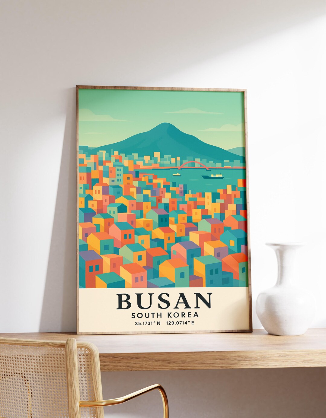 Busan Gamcheon Poster, South Korea Wall Art, Colorful Busan Print ...