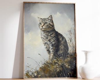 Vintage Cat Print | Cat Poster | Wall Art | Vintage Prints | Minimal Home Decor | Living Room Decor