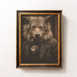 Wolf in a Studio | Vintage photography | Lycanthropy Art Poster Print | Gothic Occult Poster | Witchcraft | Dark Academia